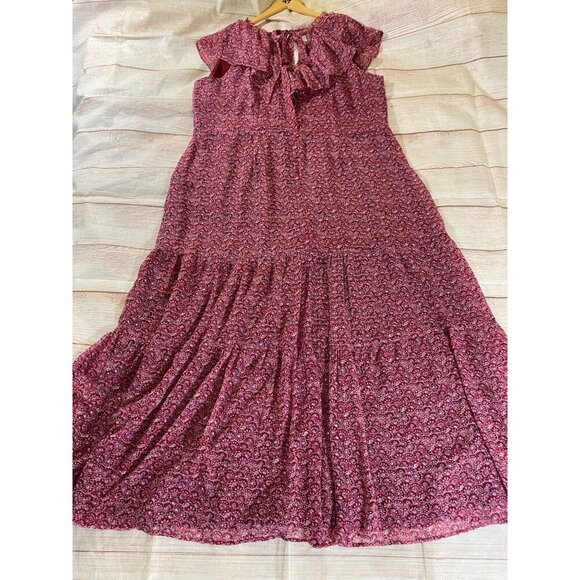 Loft Plus Women's Red Floral Flouce Tie Back Maxi Dress - 22 - Picture 13 of 16